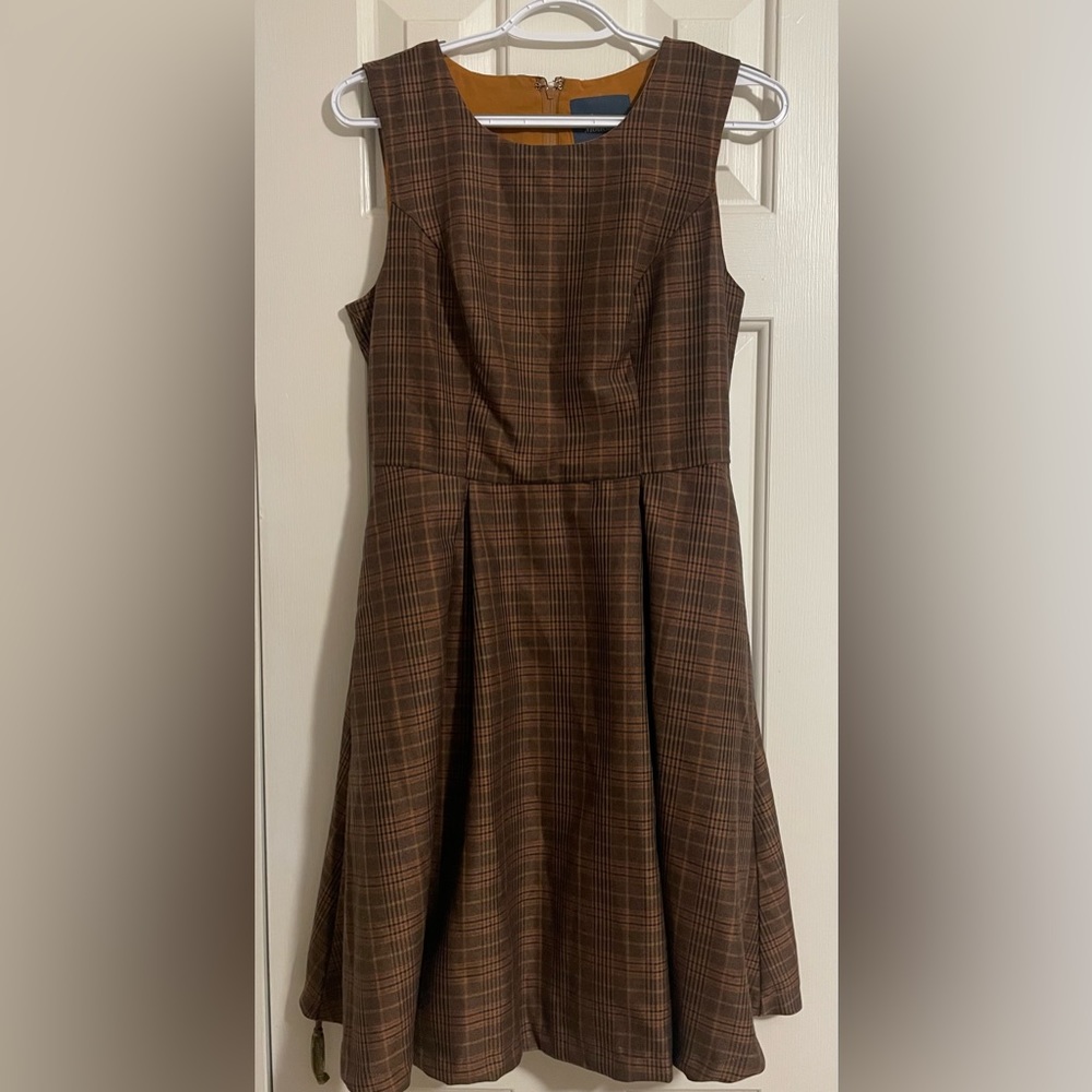 ModCloth | Plaid Tartan Sleeveless Skater Dress Size L